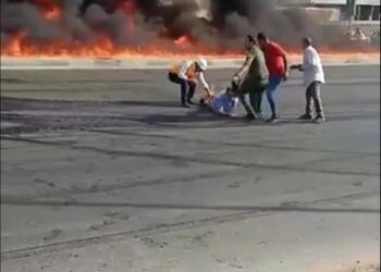 انفجار خط مازوت بطريق القاهرة الإسماعيلية الصحراوي