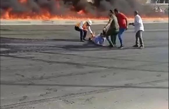 انفجار خط مازوت بطريق القاهرة الإسماعيلية الصحراوي