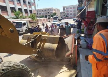 بتوجيهات من السعيد رخا رئيس حي الزهور الأجهزة التنفذية تشن حملة لرفع الاشغالات بنطاق الحي