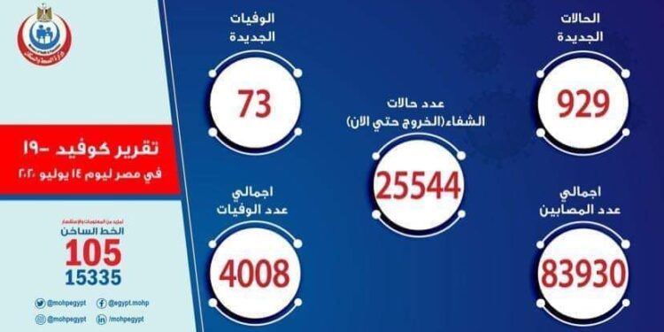 الصحة: ارتفاع حالات الشفاء من مصابي فيروس كورونا إلى 25544 وخروجهم من المستشفيات