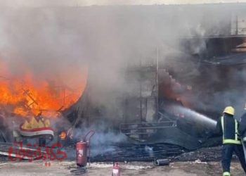 حريق هائل بعدد من محلات شارع جامعه الدول العربيه