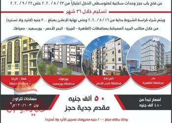 فتح باب الحجز وحدات سكنية لمتوسطي الدخل