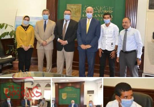 رئيس جامعة الإسكندرية يستقبل ابراهيم بائع الفريسكا على شط اسكندرية حاصل فى الثانوية على ٩٩،٩٪
