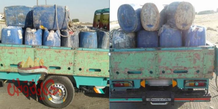 ضبط سيارة بالفيوم محمل عليها كمية من الصابون السائل مجهولة المصدر وغير مطابقة للمواصفات