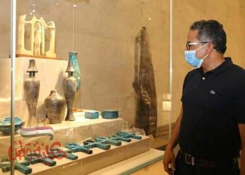 يتفقد  الدكتور خالد العناني وزير السياحة والآثار، المتحف القومي للحضارة المصرية بالفسطاط أمس