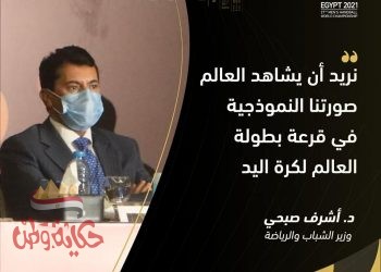 صبحى : سفح الأهرامات يستضيف مراسم قرعة مونديال اليد 5 سبتمبر القادم ، 13-31 يناير انطلاق البطولة