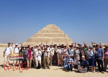 اول فوج سياحي بعد حوالي 14يوما من أستئناف مصر لحركة السياحة الثقافية بمنطقة أثار سقارة