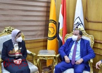رئيس جامعة بنى سويف يستقبل الدكتورة يوهانسن عيد رئيس الهيئة القومية لضمان جودة التعليم
