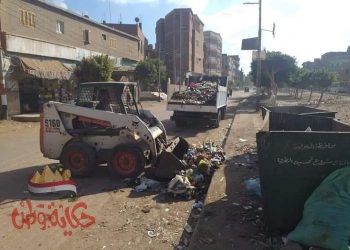 متابعة إنتظام أعمال منظومة النظافة اليوم الجمعه بمدينة الشهداء والقرى التابعه