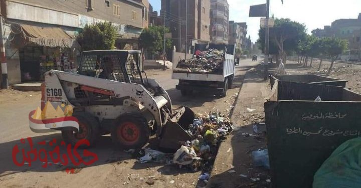 متابعة إنتظام أعمال منظومة النظافة اليوم الجمعه بمدينة الشهداء والقرى التابعه