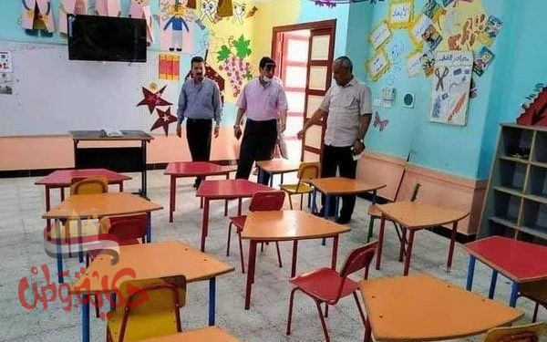 رش وتطهير المدارس بمركز المحمودية إستعداداً للعام الدراسي الجديد .