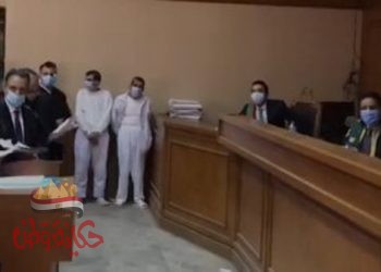 وصول المتهمين بقتل فتاة المعادى للمحكمة