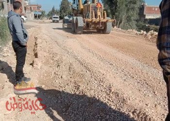 رصف طريق القناوية بأبوحمص