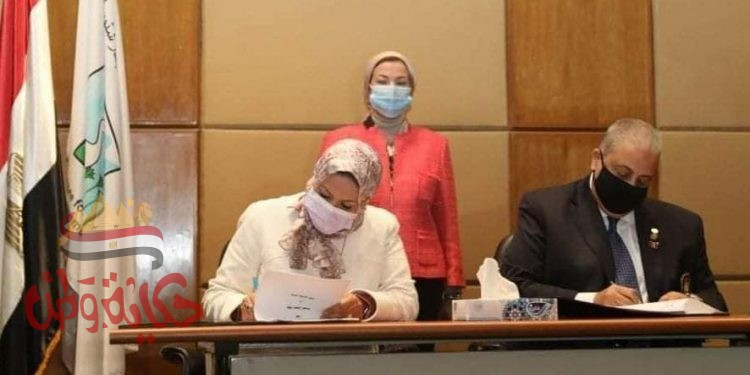 “ياسمين فؤاد ” تشهد مراسم توقيع بروتوكول التعاون المشترك بين جهاز شئون البيئة ونادى روتاري