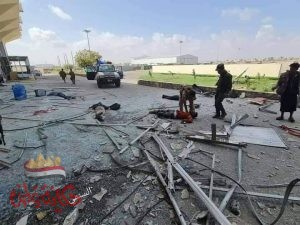 إنفجارات في مطار عدن الدولي عنيفة هزت أرجاء المدينة