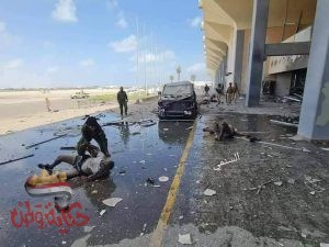 إنفجارات في مطار عدن الدولي عنيفة هزت أرجاء المدينة