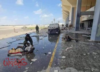 إنفجارات  في مطار عدن الدولي عنيفة هزت أرجاء المدينة