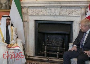 جانب من لقاء محمد بن زايد وجونسون لبحث العلاقات الثنائية وقضايا المنطقة