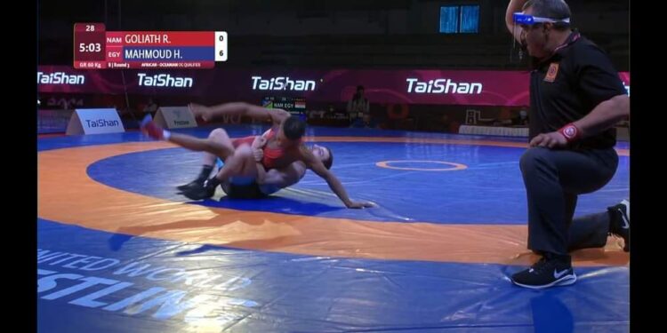 مصارعنا الدولي هيثم فهمي يهزم بطل ناميبيا