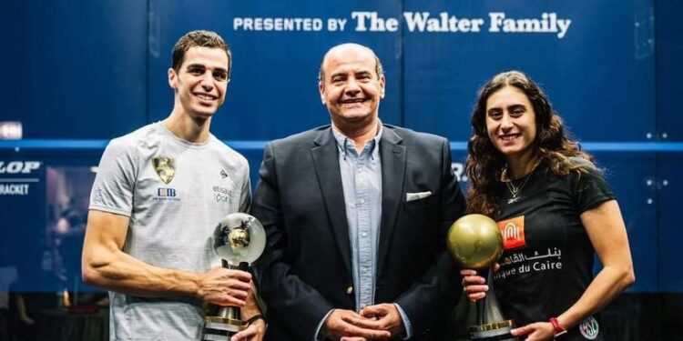 احتفاء القنصلية العامة في شيكاجو بفوز اللاعب علي فرج واللاعبة نور الشربيني ببطولتي العالم للاسكواش