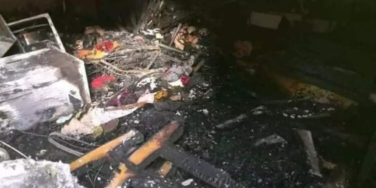 حريق يلتهم منقولات عروسة