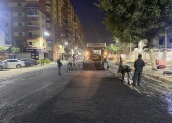 استمرار أعمال الرصف