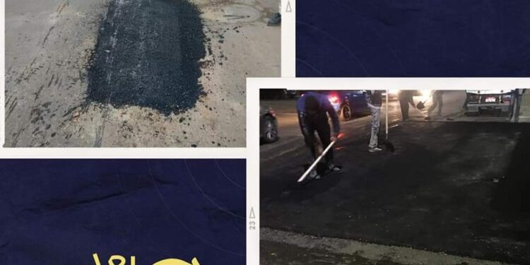 إستمرار أعمال ترميم الحفر والمطبات بشوارع الإسكندرية