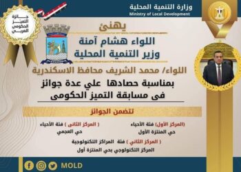 محافظة الإسكندرية تحصد جوائز في مسابقة التميز الحكومي