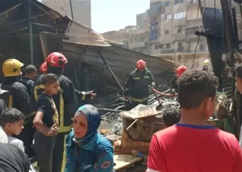 نشوب حريق بسوق المعمورة البلد شرق الإسكندرية