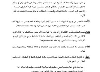 انفراجة في أزمة طلبة حقوق اسكندرية 