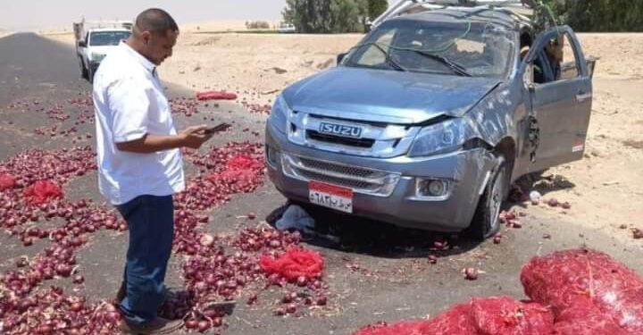 إصابة سائق سيارة  نقل محملة بـ” البصل “في الطريق الصحراوي بقنا