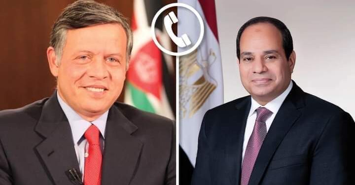 الرئيس السيسي والعاهل الاردنى الملك عبدالله الثاني بن الحسين يبحثان هاتفيا وقف التصعيد الجاري بين الجانبين الفلسطيني والإسرائيلي