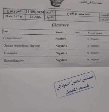 تطورات جديدة في حادث احمد فتوح  لاعب الزمالك حيث أثبتت التحاليل أنه كان متعاطي للمخدرات أثناء قيادة السيارة