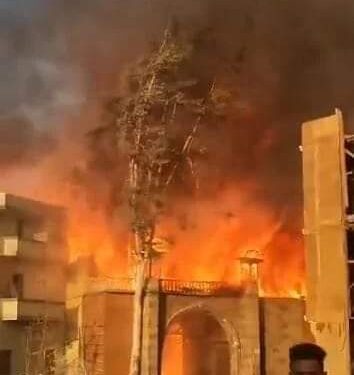 حريق هائل بالحى الشعبي بمدينة الإنتاج الإعلامى 