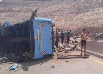 33 مصابا و12 حالة وفاة في حادث انقلاب أتوبيس بطريق العين السخنة 