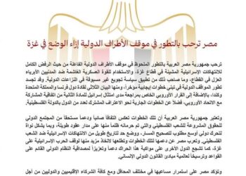 مصر ترحب بالتطور في موقف الأطراف الدولية إزاء الوضع في غزة