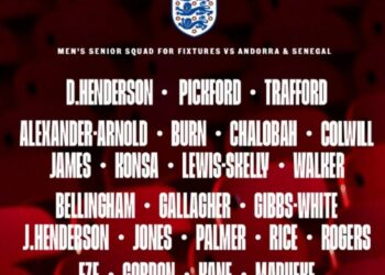 قائمة المنتخب الأنجليزي المشاركة بمعسكر الأسود الثلاثه 