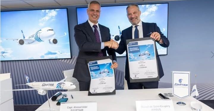 مصر للطيران و “أيرباص” العالمية يوقعان إتفاقية  لإنضمام 6 طائرات جديدة من طراز A350-900