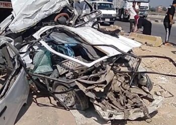 فاجعةالمنوفيه  تريلا تلتهم ميكروباص بالطريق الإقليمي