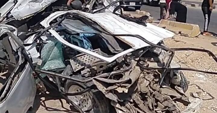 فاجعةالمنوفيه تريلا تلتهم ميكروباص بالطريق الإقليمي